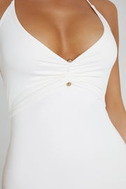 Heidi Recycled Nylon Pin Detail Midi Dress - White