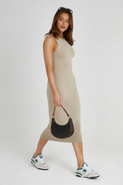 Jill Sleeveless Tank Midi Dress - Taupe