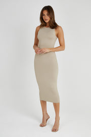 Jill Sleeveless Tank Midi Dress - Taupe