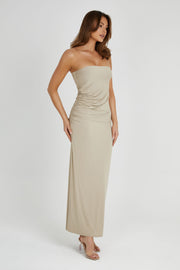Astraea Recycled Nylon Drape Maxi Dress - Taupe