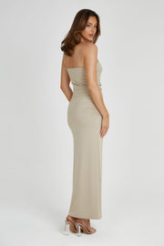 Astraea Recycled Nylon Drape Maxi Dress - Taupe