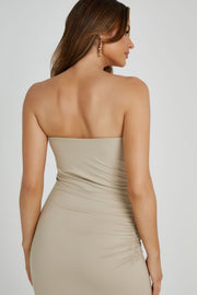 Astraea Recycled Nylon Drape Maxi Dress - Taupe