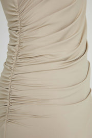 Astraea Recycled Nylon Drape Maxi Dress - Taupe