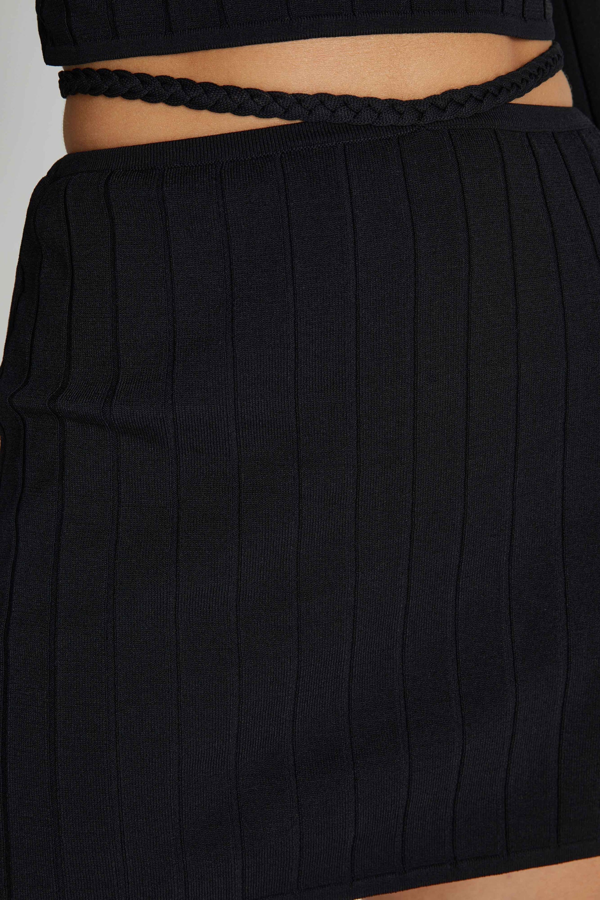 Celine A-Line Extreme Rib Mini Skirt - Black #2