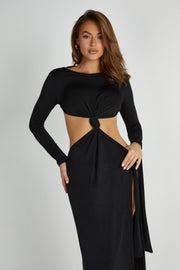 Kiandra Slinky Knot Maxi Dress - Black