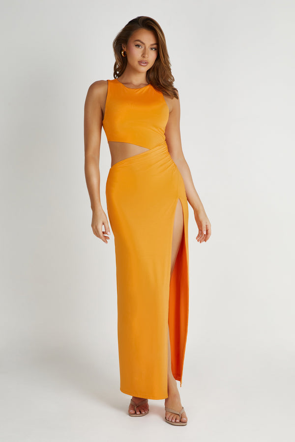 Vienna Slinky Maxi Dress - Orange