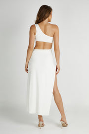 Solana One Shoulder Maxi Dress - White