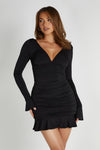 Leanne Jersey Gathered Mini Dress - Arctic Blue