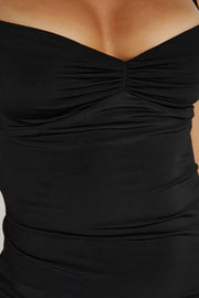 Amirah Slinky Backless Mini Dress - Black