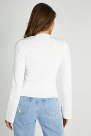 Carol Knit Twist Long Sleeve Top - White