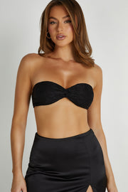 Mia Strapless Twist Top - Black