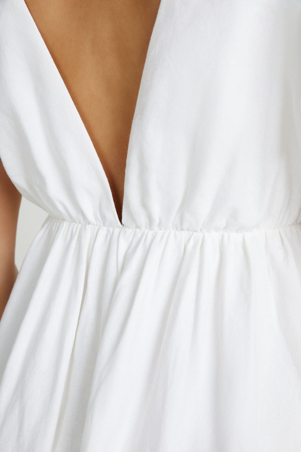 Myrah Puff Sleeve Linen Mini Dress - White