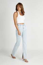 Layla Pointelle Knit Top - White