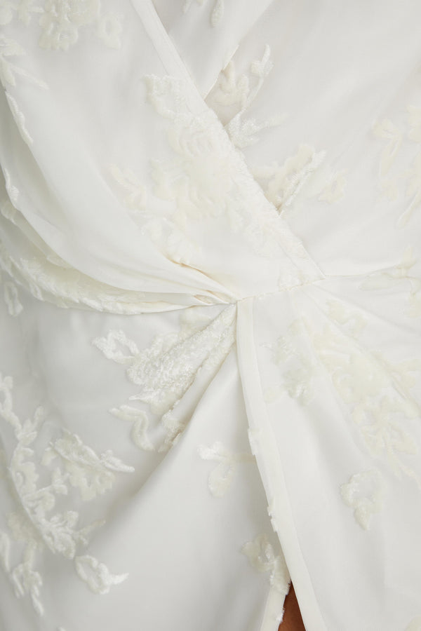 Emory Burnout Velvet Dress - White