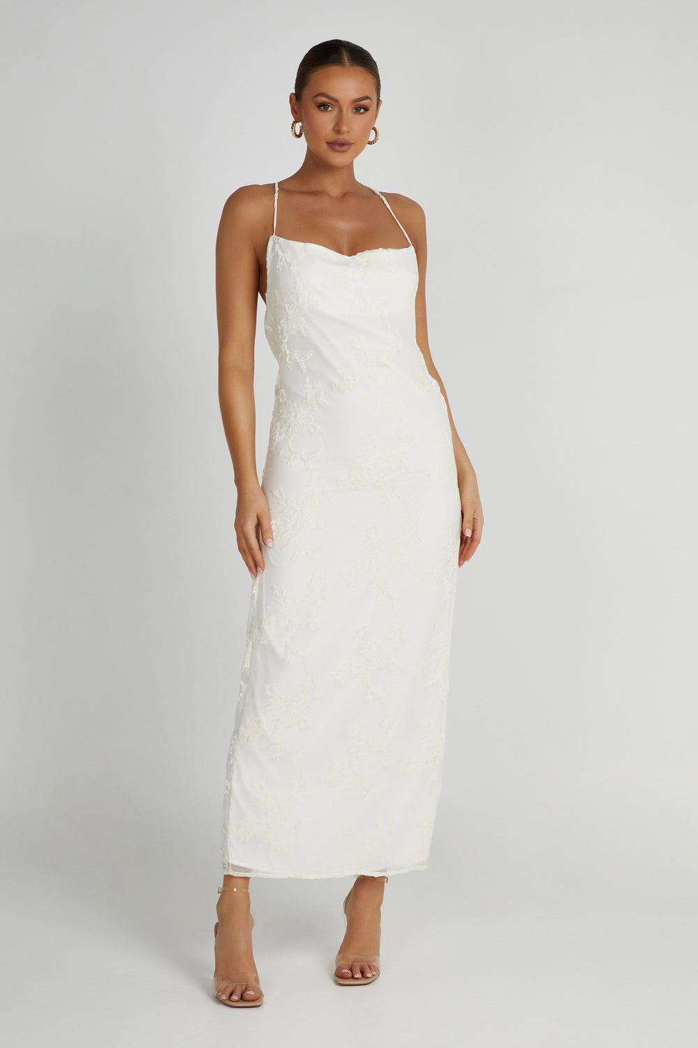 Erika Burnout Velvet Maxi Dress - White