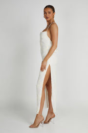 Erika Burnout Velvet Maxi Dress - White