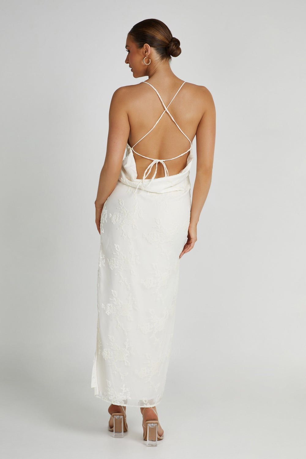 Erika Burnout Velvet Maxi Dress - White
