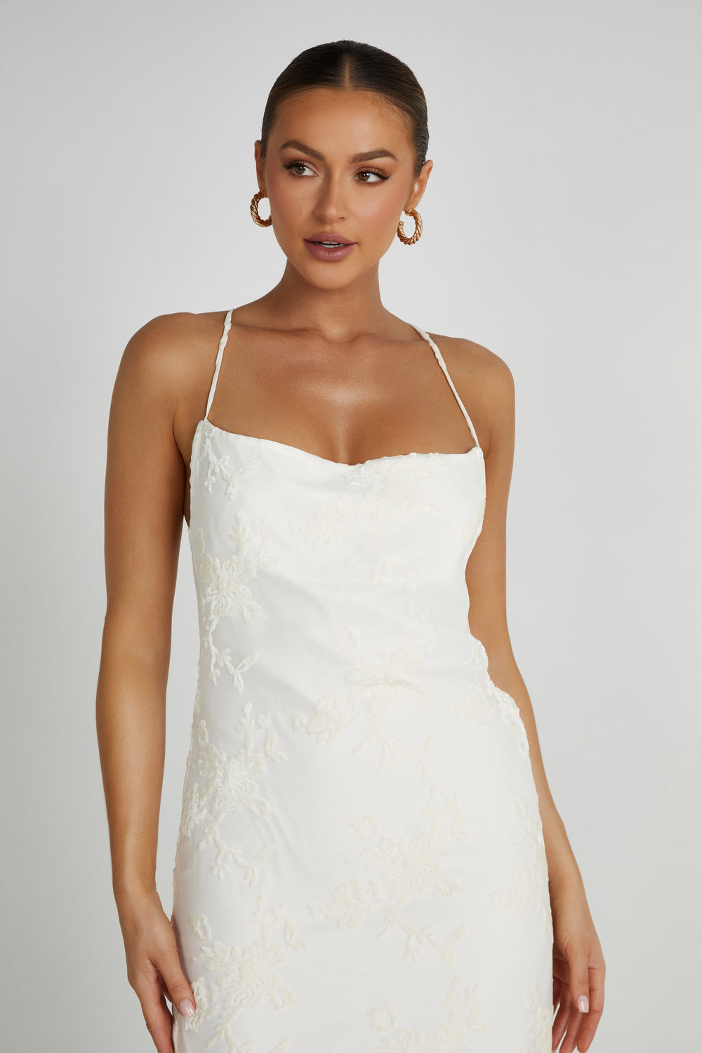Erika Burnout Velvet Maxi Dress - White