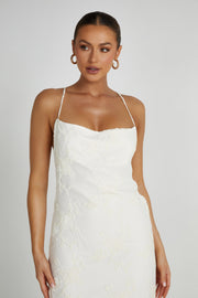 Erika Burnout Velvet Maxi Dress - White