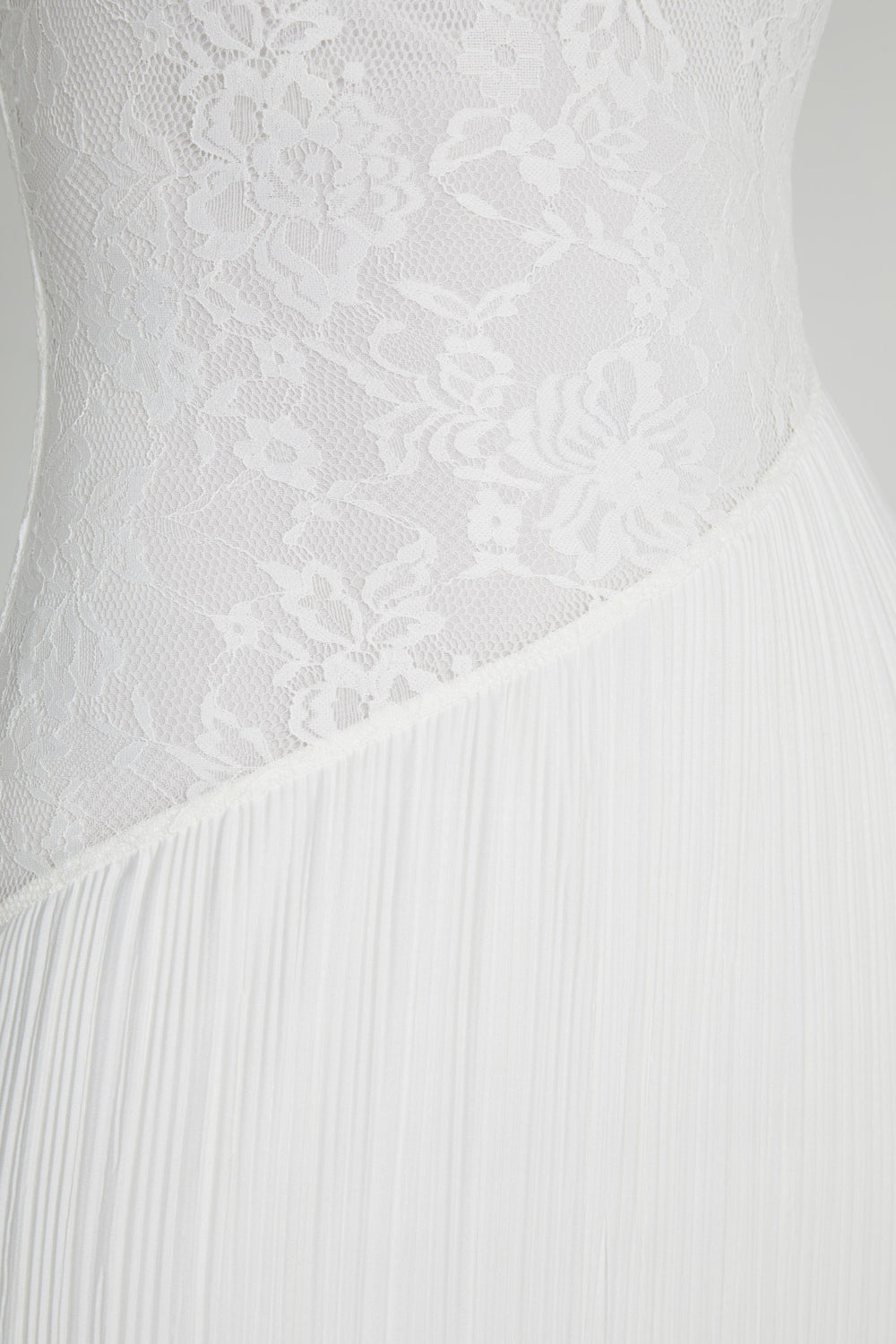 Skye Lace Plisse Strapless Midi Dress - White