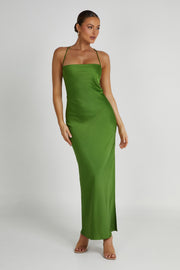 Sydney Straight Neck Slip Maxi Dress - Emerald