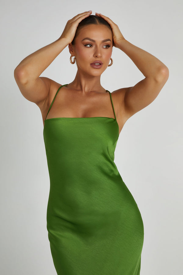 Sydney Straight Neck Slip Maxi Dress - Emerald