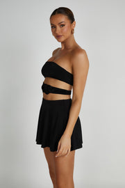 Montanna Strapless Rose Mini Dress - Black