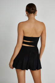 Montanna Strapless Rose Mini Dress - Black