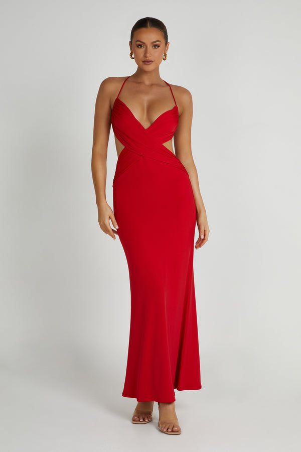 Indiana Slinky Maxi Dress - Red