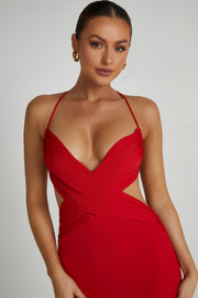 Indiana Slinky Maxi Dress - Red