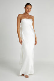 Rochelle Bow Back Satin Maxi Dress - White