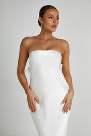 Rochelle Bow Back Satin Maxi Dress - White