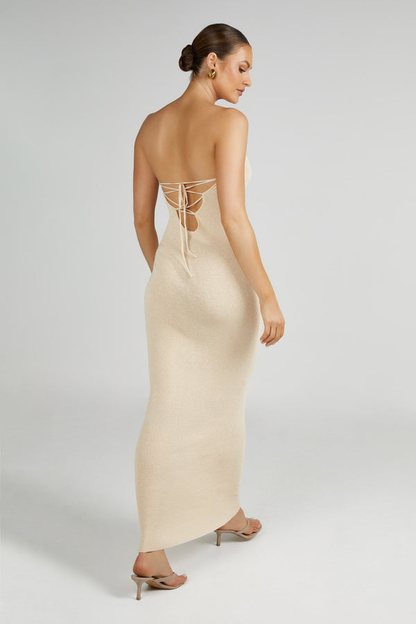 Emmy Strapless Knit Maxi Dress - Wheat