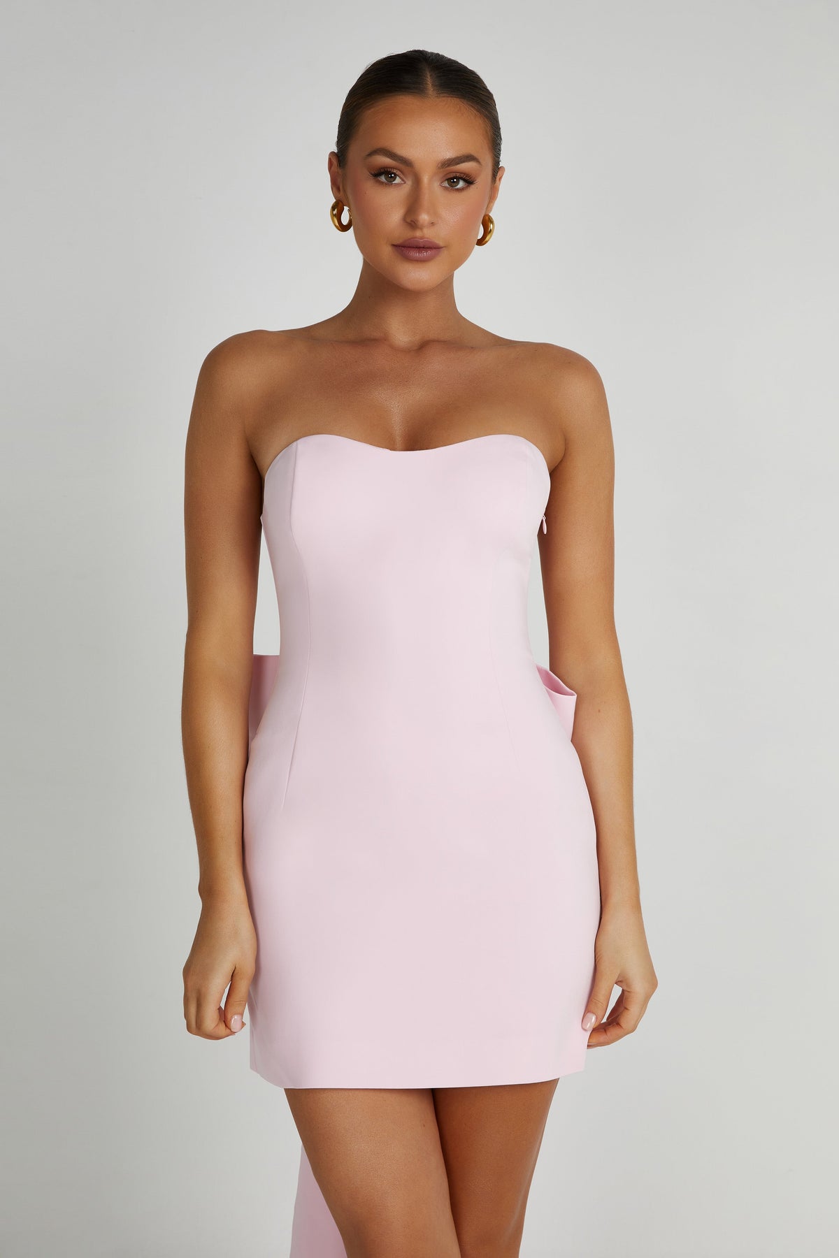 Meredith Strapless Bow Mini Dress - Blush Pink #4