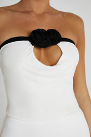 Megan Strapless Rose Top - Black/White