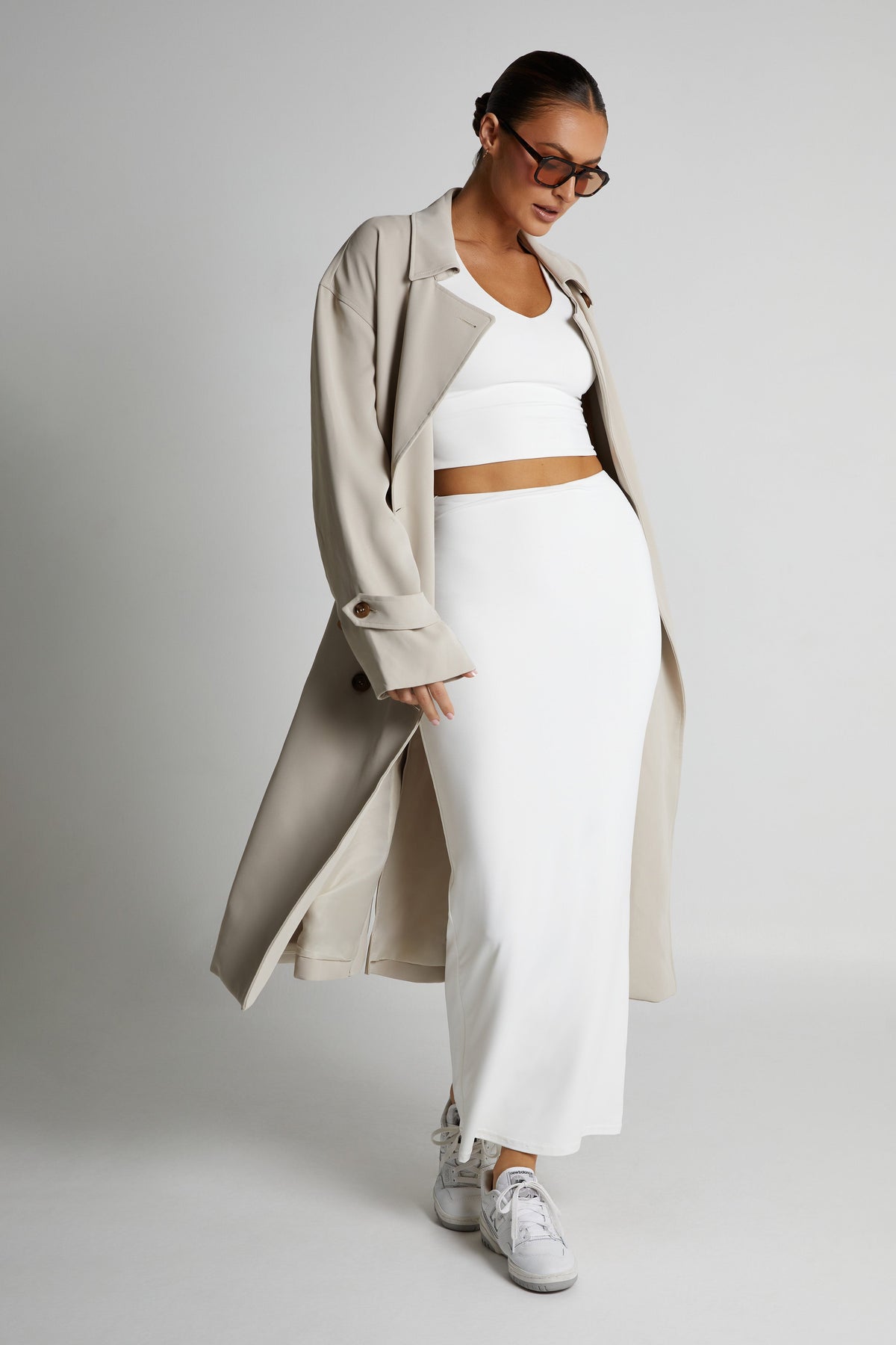 Olympia Recycled Nylon Fishtail Maxi Skirt - White #5