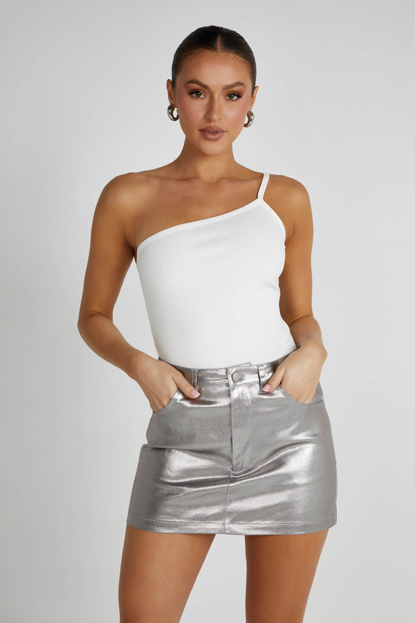 Carlie Metallic Mini Skirt - Silver
