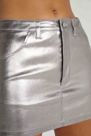 Carlie Metallic Mini Skirt - Silver