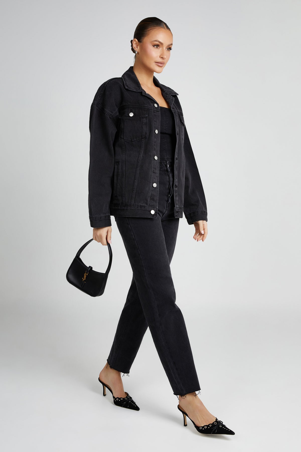 Sion Oversized Denim Jacket - Washed Black #7