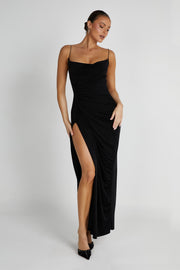 Candice Ruched Maxi Dress - Black