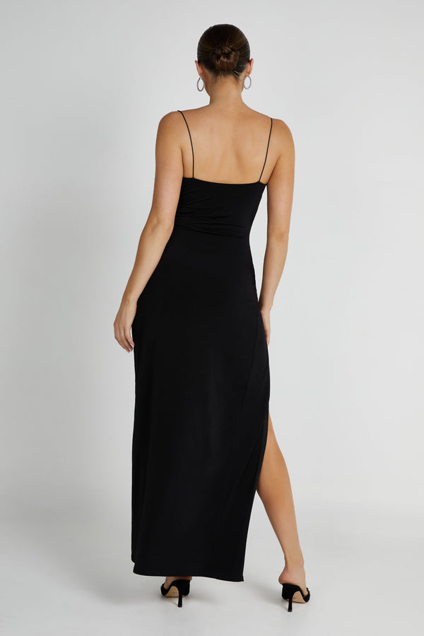 Candice Ruched Maxi Dress - Black