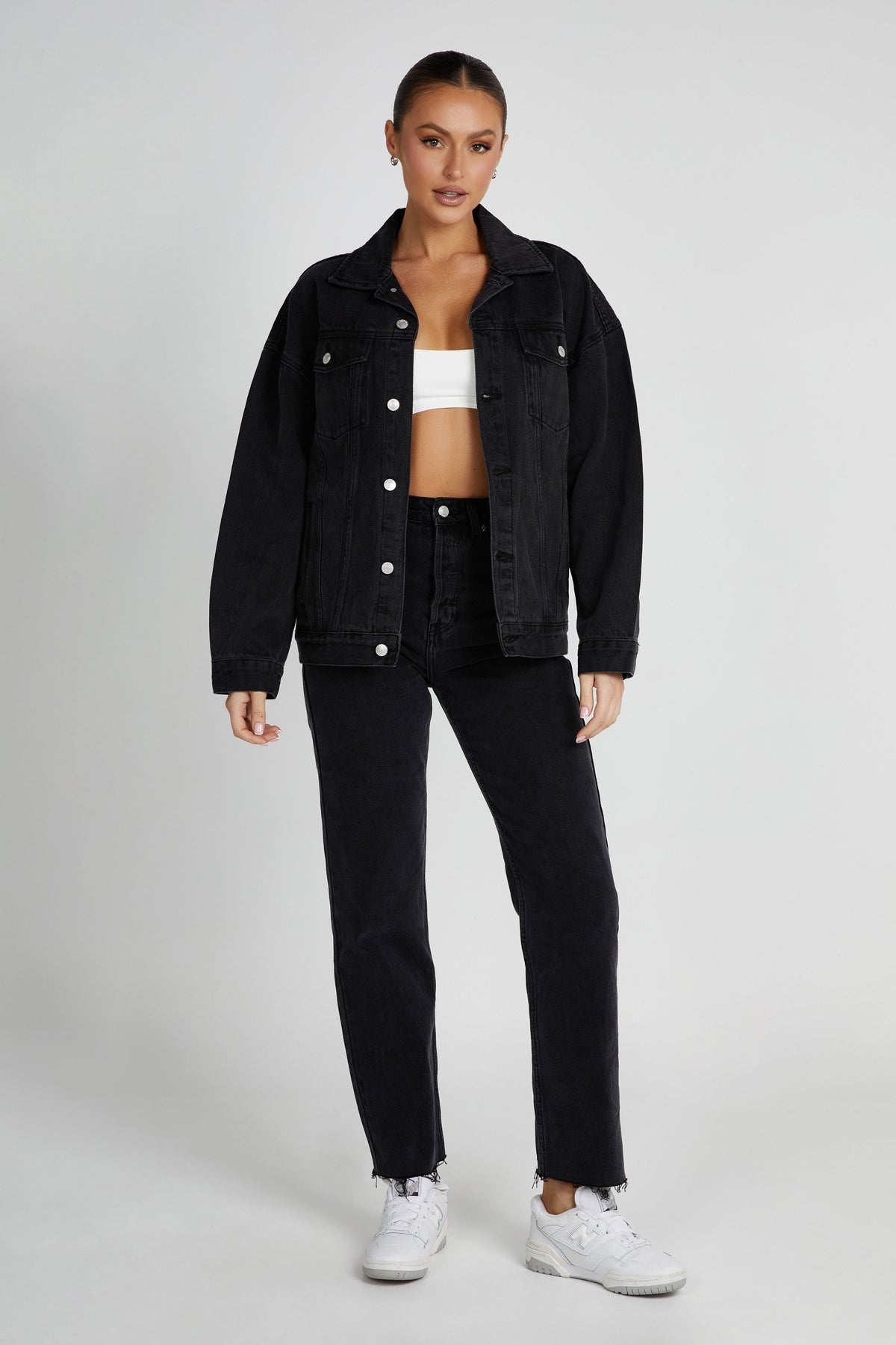 Sion Oversized Denim Jacket - Washed Black #6