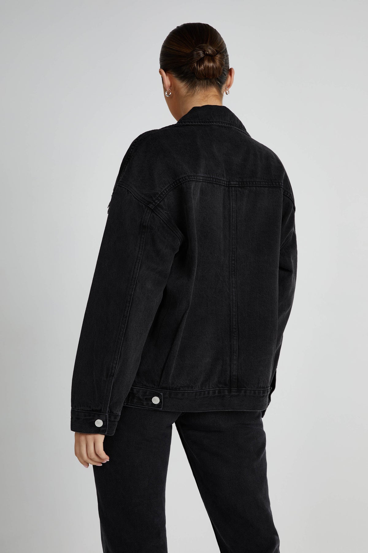 Sion Oversized Denim Jacket - Washed Black #4