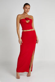 Megan Strapless Rose Top - Red