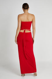 Megan Strapless Rose Top - Red