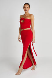 Megan Strapless Rose Top - Red