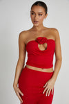 Megan Strapless Rose Top - Red