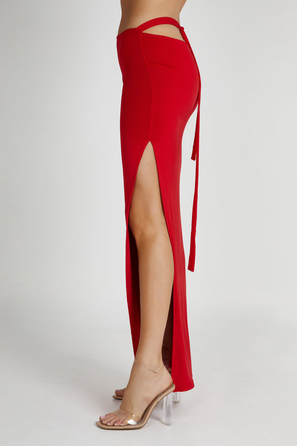 Jeanine Cowl Back Maxi Skirt - Red
