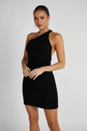 Paisley Knit Mini Dress - Black
