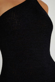 Paisley Knit Mini Dress - Black